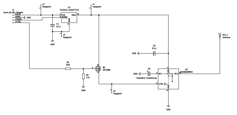 RF スイッチ付きバックスキャタ変調器の回路図