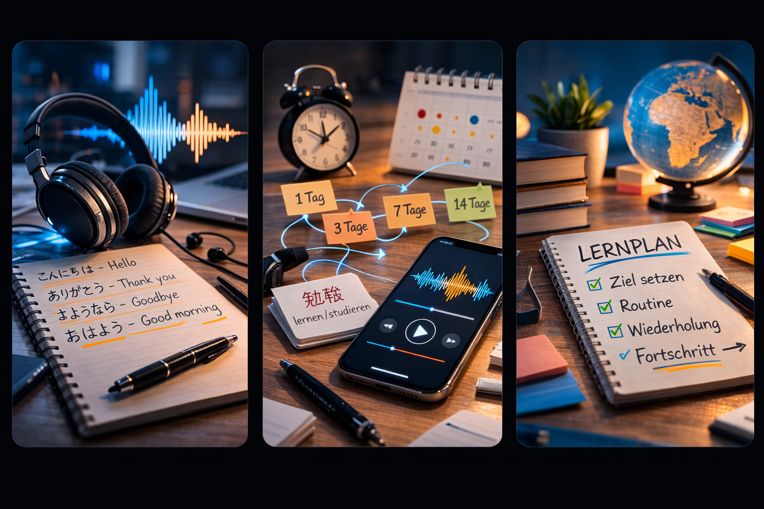 Visualisierung effektiver Lernmethoden für neue Sprachen